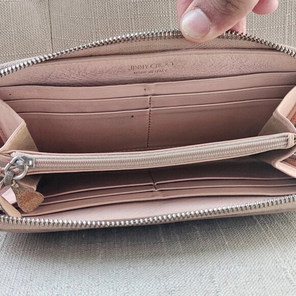 Jimmy Choo Clutch Nellie Star Studded Leather Zip Around Long Wallet Made Italy - Picture 11 of 12